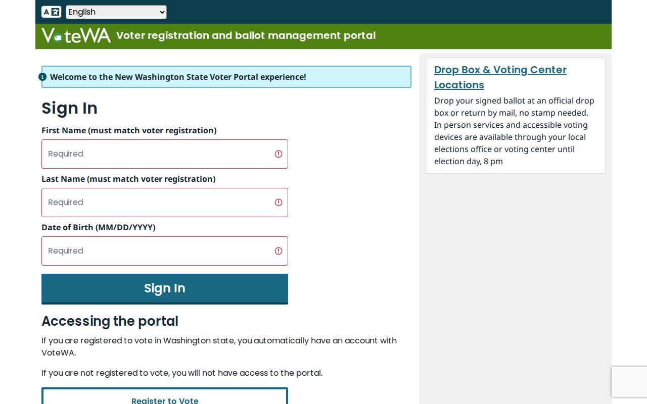 Vancouver personal voter record search using the VoteWA portal