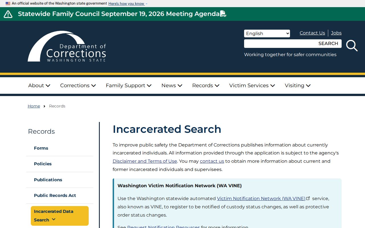 Vancouver resident lookup Washington inmate search