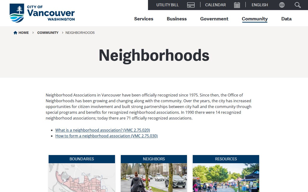 Vancouver neighborhood association and address lookup